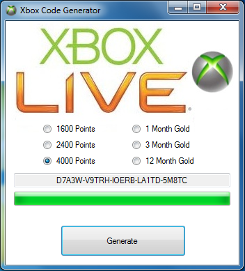 generateur de code xbox live